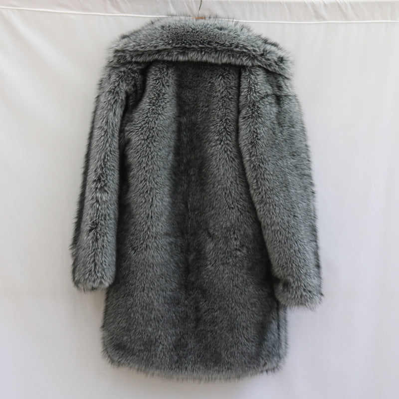 Imitation de fourrure pour hommes Renard fourrure longue coupe manteau