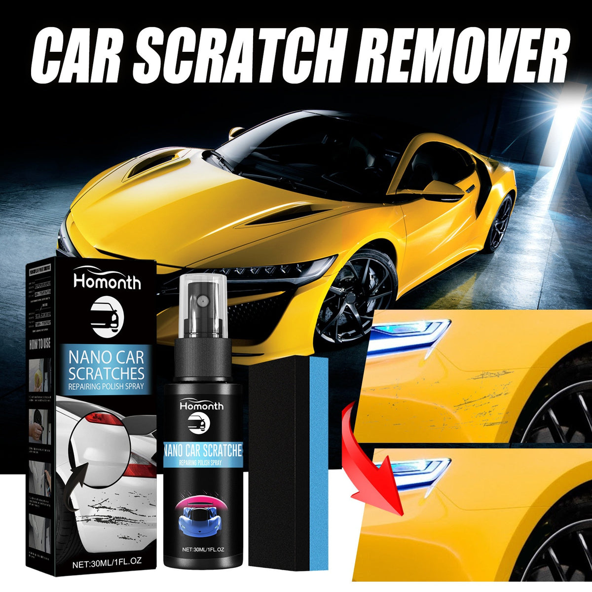 Spray d'entretien pour la restauration de scratch de voiture Et nettoyage