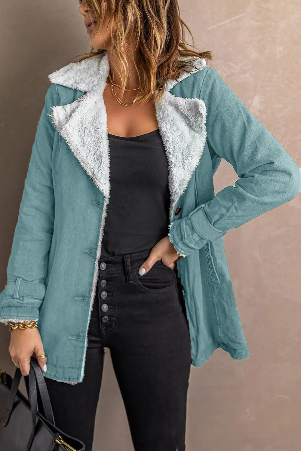 Manteau à manches longues pour femmes avec doublure en polaire