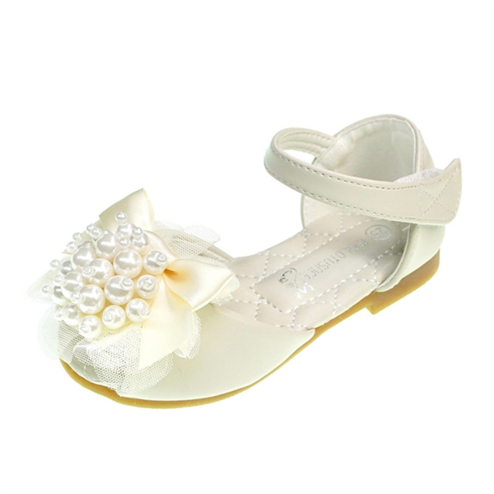Princesse de filles Stylish Peep Toe Pearl Fleur Sandales de bas doux
