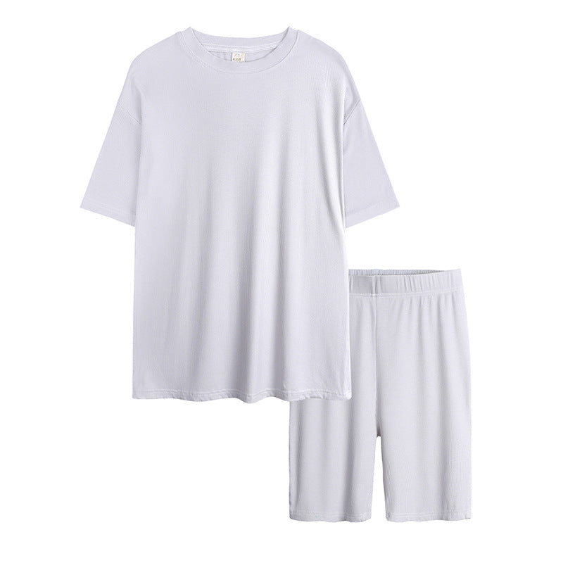 Solid Color Short Sleeve T-Shirt Two-Piece Set