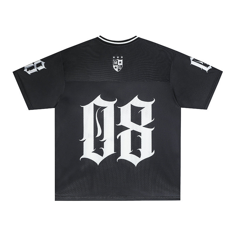 Retro Style Creative Digital Sports Jersey avec une manches courtes Mesh