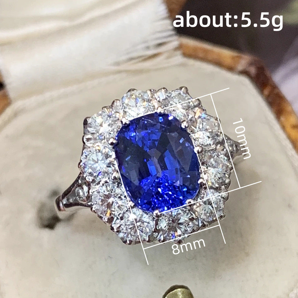 Bague en cuivre de luxe pour femmes avec revêtement en or blanc