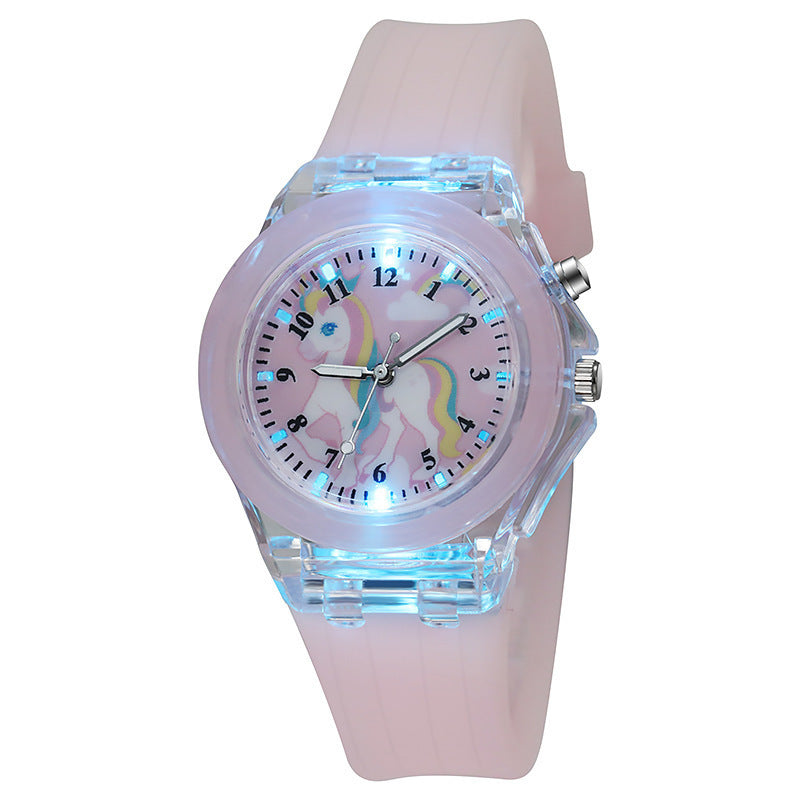 Licorne Lumineuse Silicone Quartz Montre pour les enfants et les enfants de l'école primaire