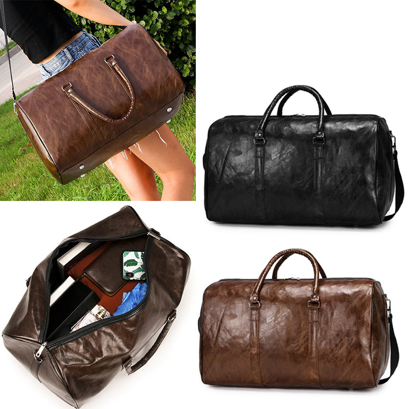 Hommes PU cuir Duffle Gym Bag Week-end Bagage Voyage Sac à main occasionnel Holdall