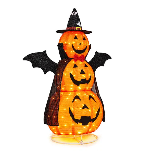 5ft Orange 3-Tier tissu rétractable citrouille Halloween Light Decor avec Cape & Wings