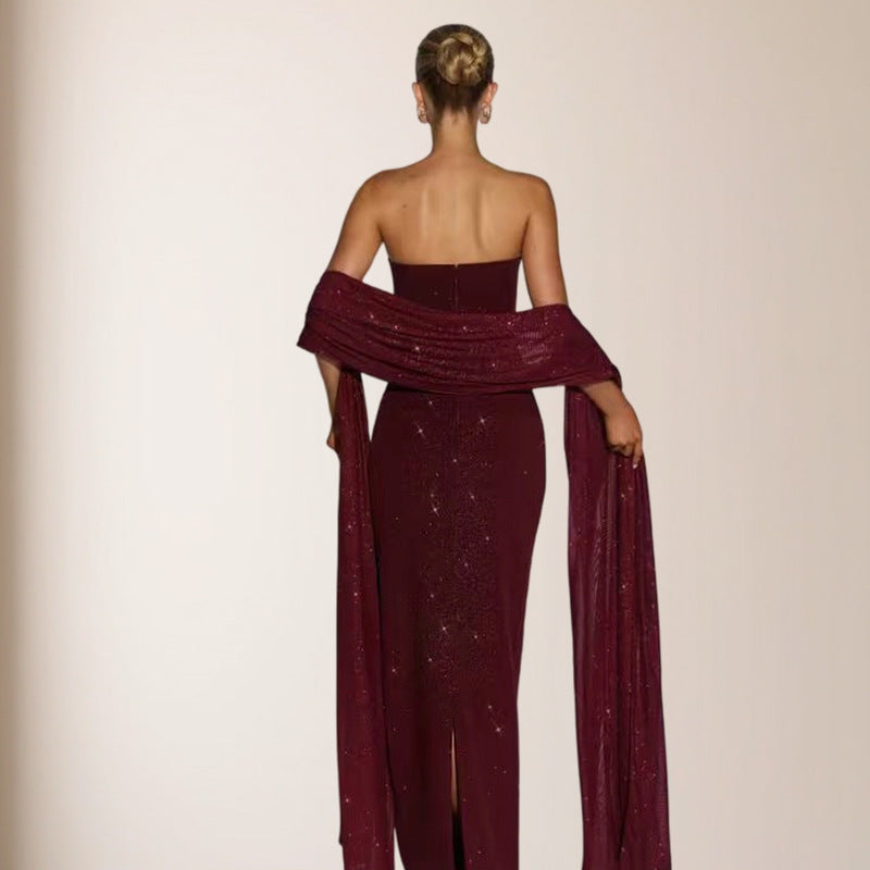 Robe de femme sans écharpe à paillettes