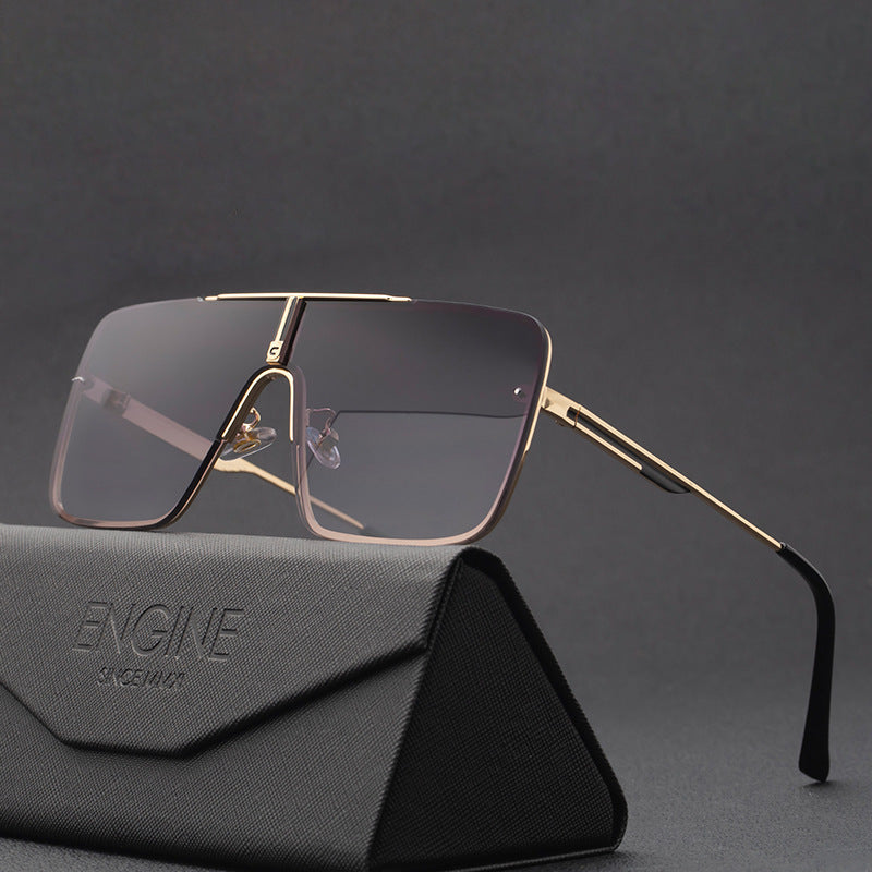 Lunettes de soleil grand format pour hommes avec cadres en métal