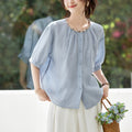 Summer New Arrival Woven Beaded Crew-neck Top