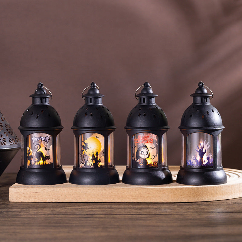 Décoration d'Halloween Lampe de citrouille Portable Château d'Halloween Lampe à Vent Pendentif d'Halloween Pa