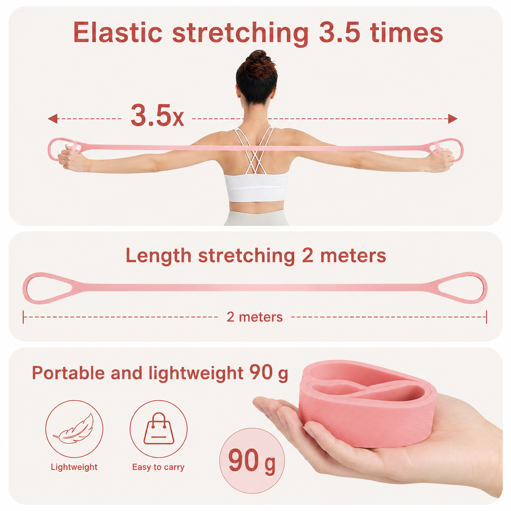 1PC 8-Shape Silicone Yoga Resistance Band - Elastic Fitness Stretching Rope
