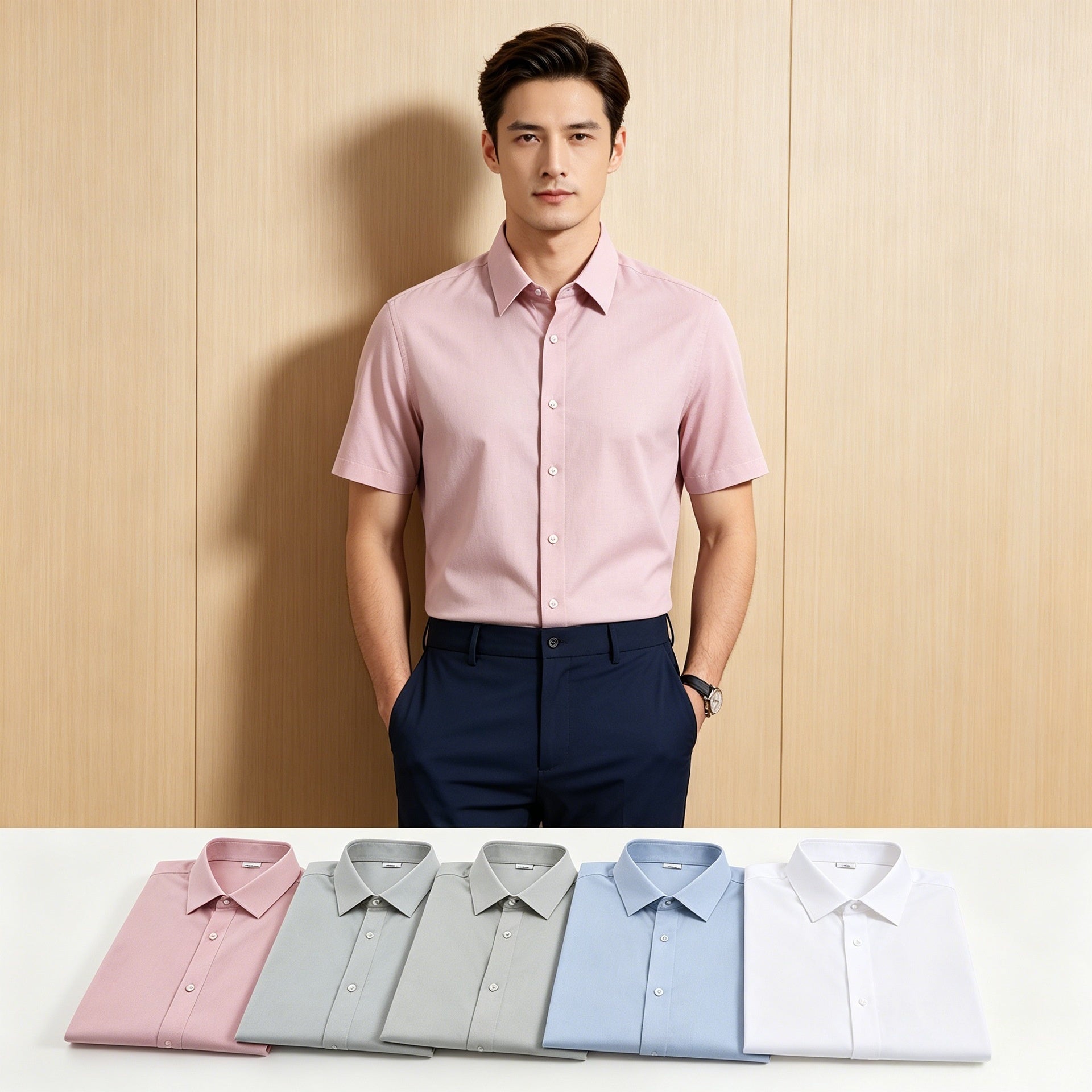 Chemise casuale en coton manches courtes pour hommes