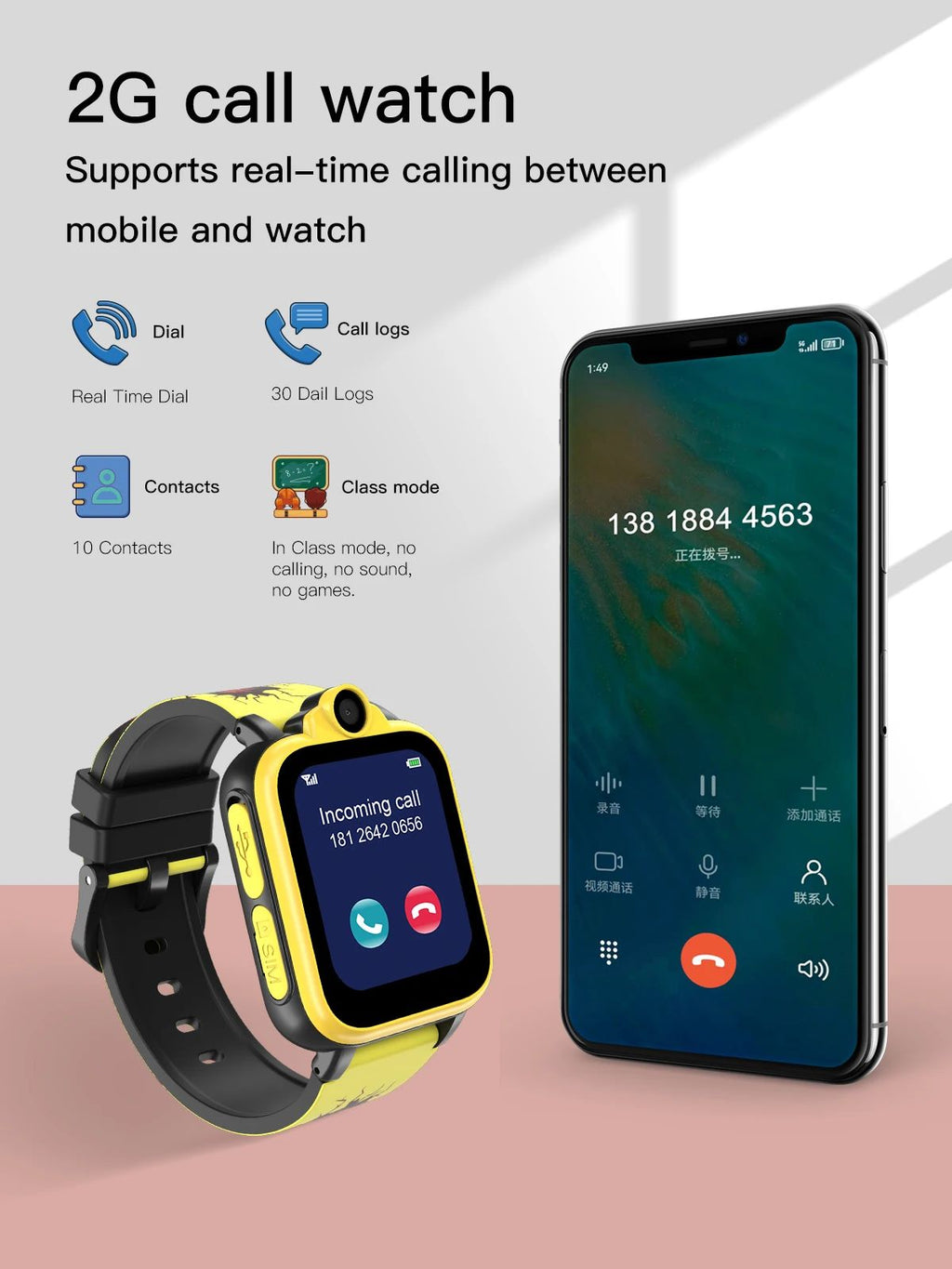 Multifonctionnel écran tactile pour enfants Positionnement Jeu Smart Watch
