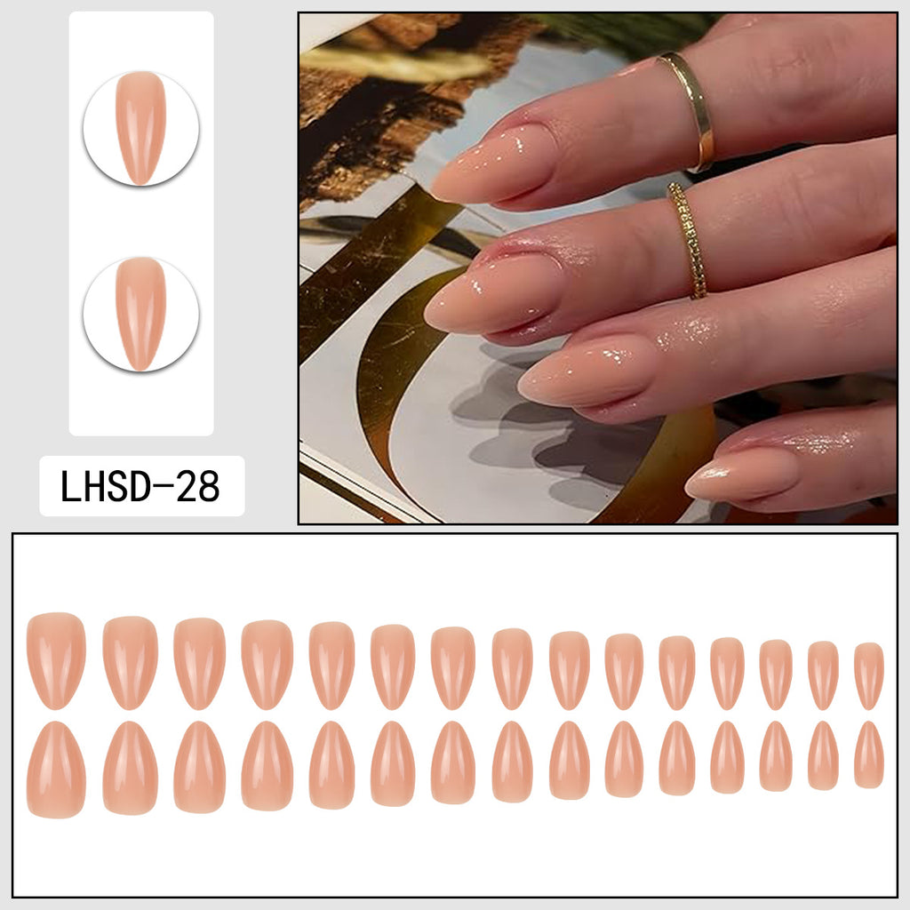 Femmes Glossy Portable Nails artificiels de couleur solide