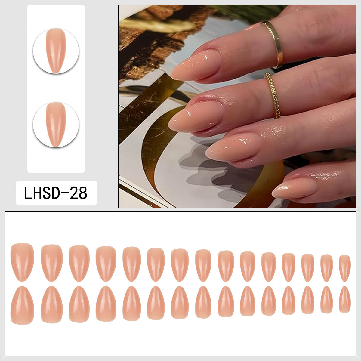 Femmes Glossy Portable Nails artificiels de couleur solide