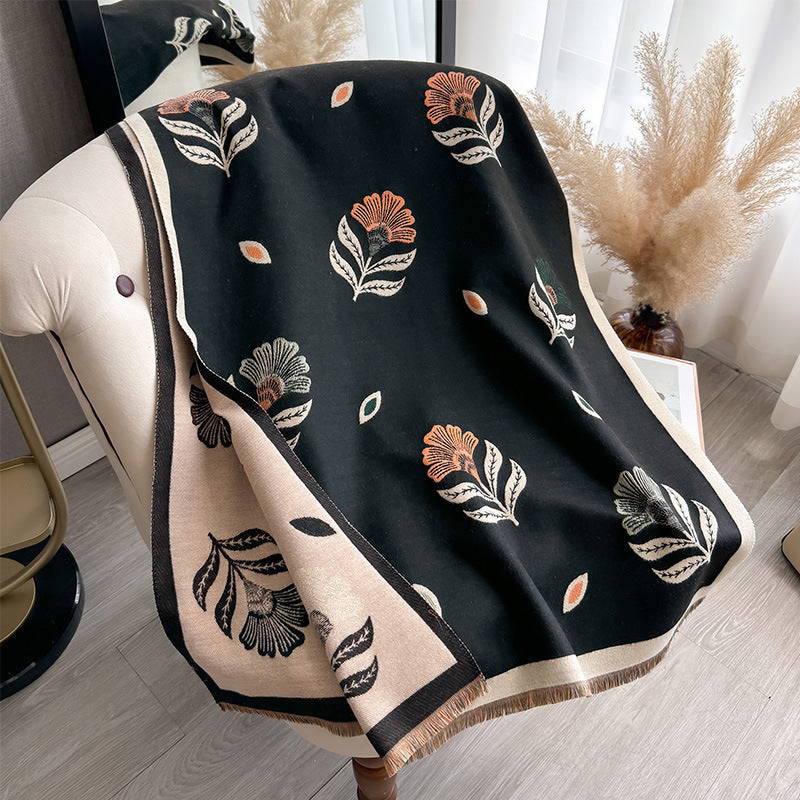 Châle simple de cachemire-feel féminin avec impression florale
