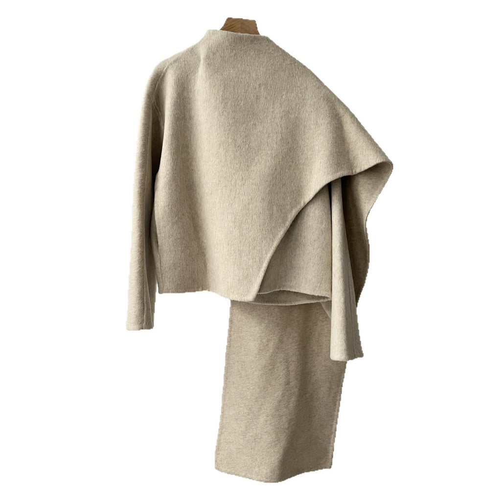 Manteau à col écharpe en laine pour femmes