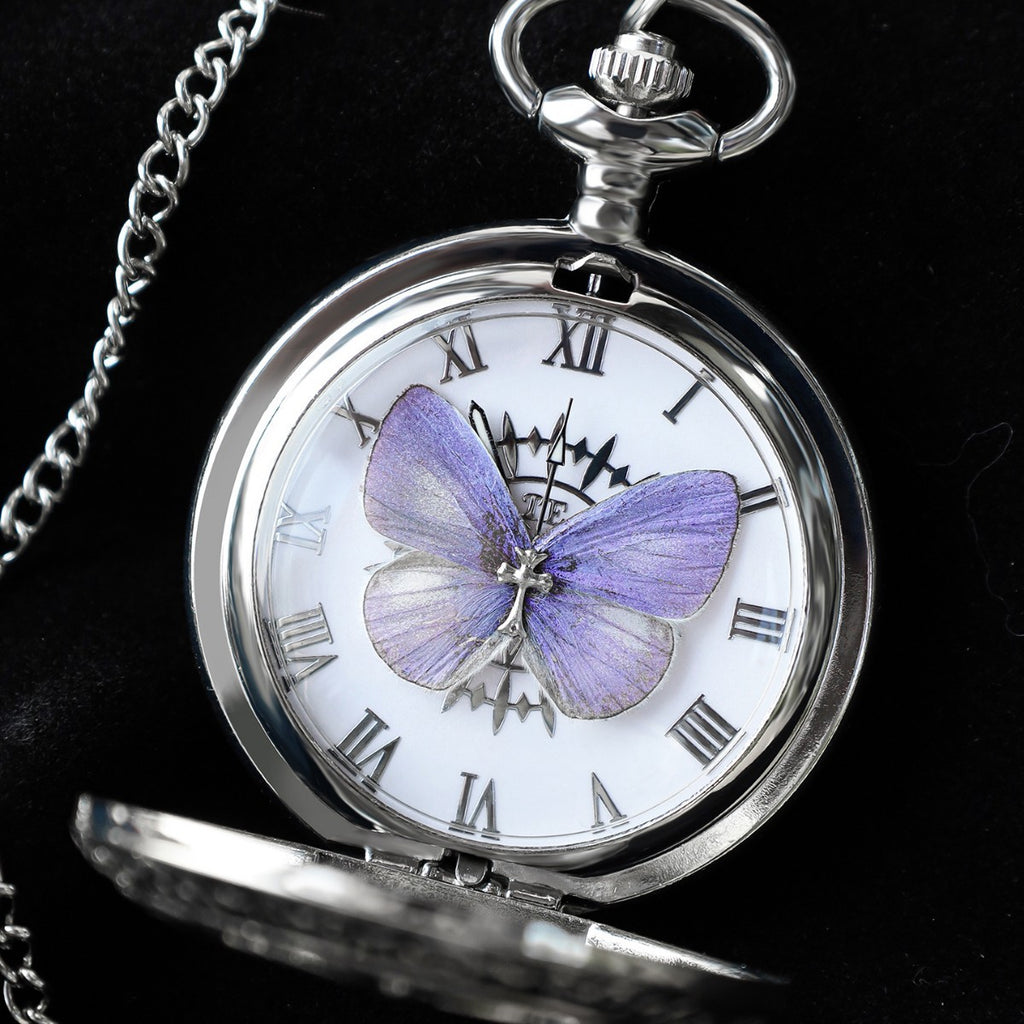 Ya Gray Butterfly & Wu Gray Butterfly Creative Pocket Watch Chain