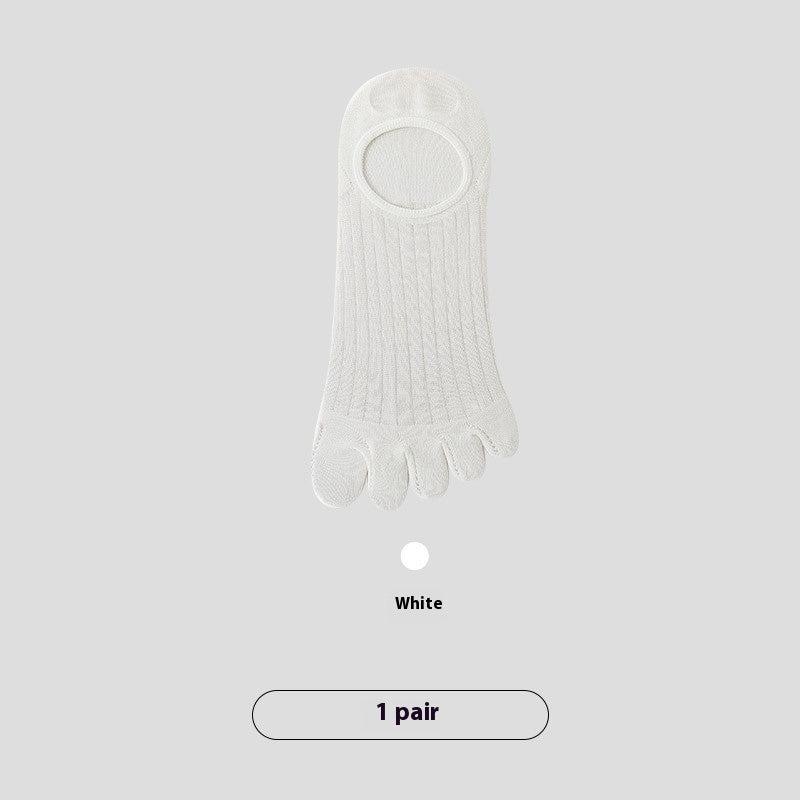 Chaussettes antibactériennes invisibles en coton d'été à cinq doigts pour hommes