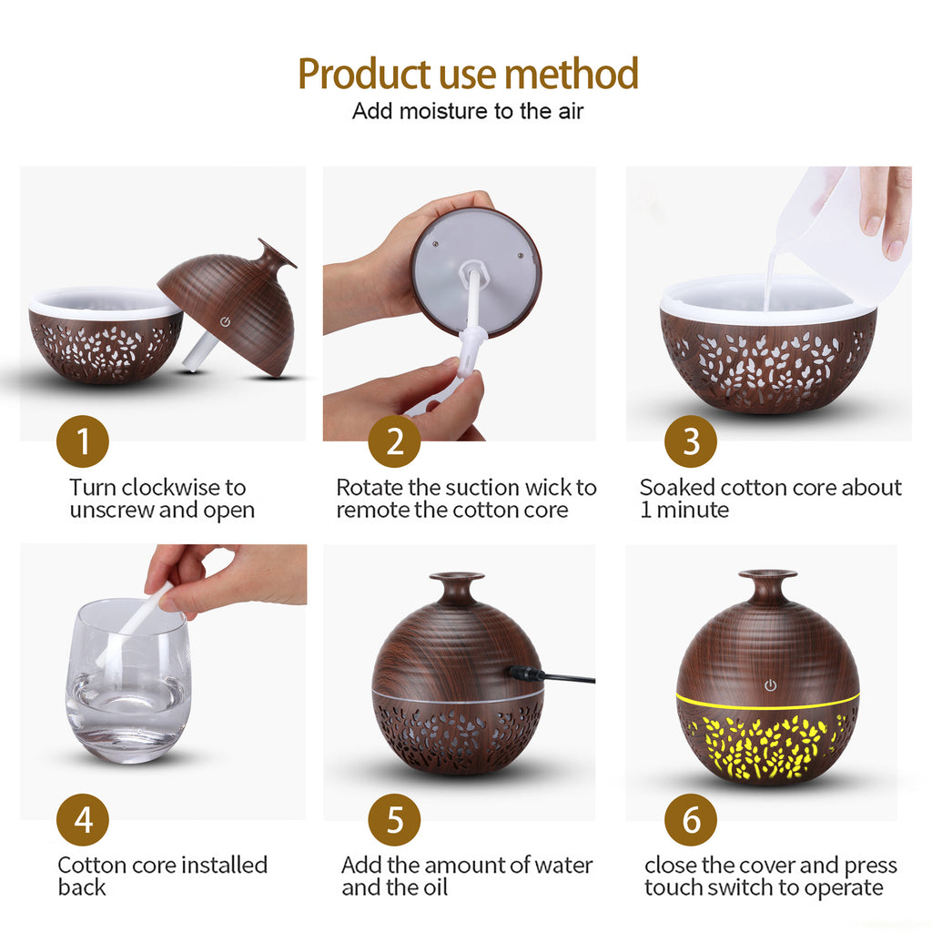 Accueil Portable Mini Diffuseur d'arôme creux Humidificateur