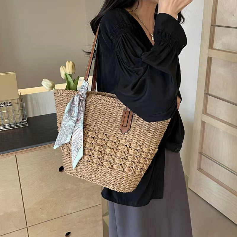 Femmes Summer Beach Vacation Woven Sac à épaule