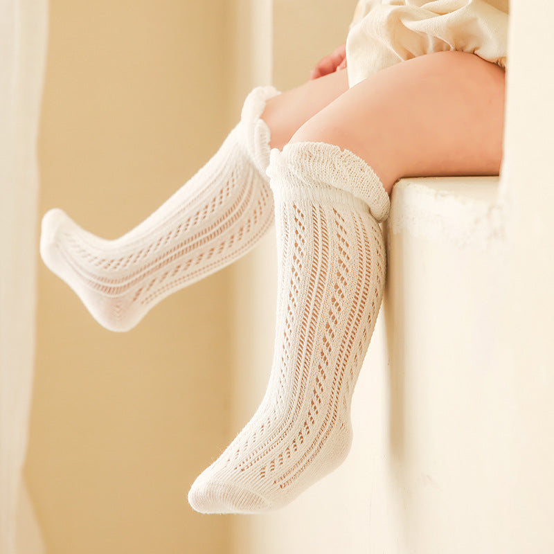 Mesh mince respirant bébé dentelle longues chaussettes