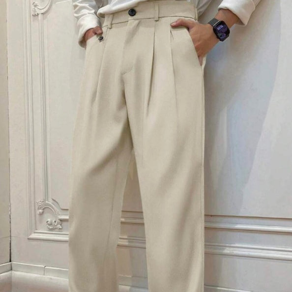 Pantalon de costume polyvalent de couleur solide pour homme