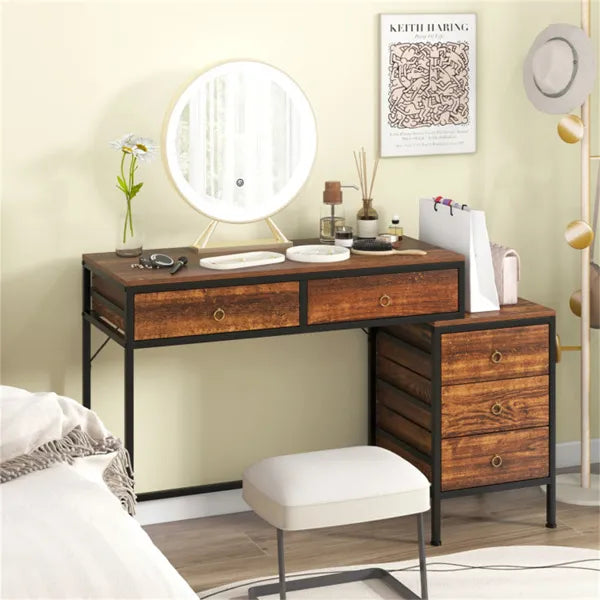 Accueil Bureau Bureau double bureau avec 5 tiroirs de rangement