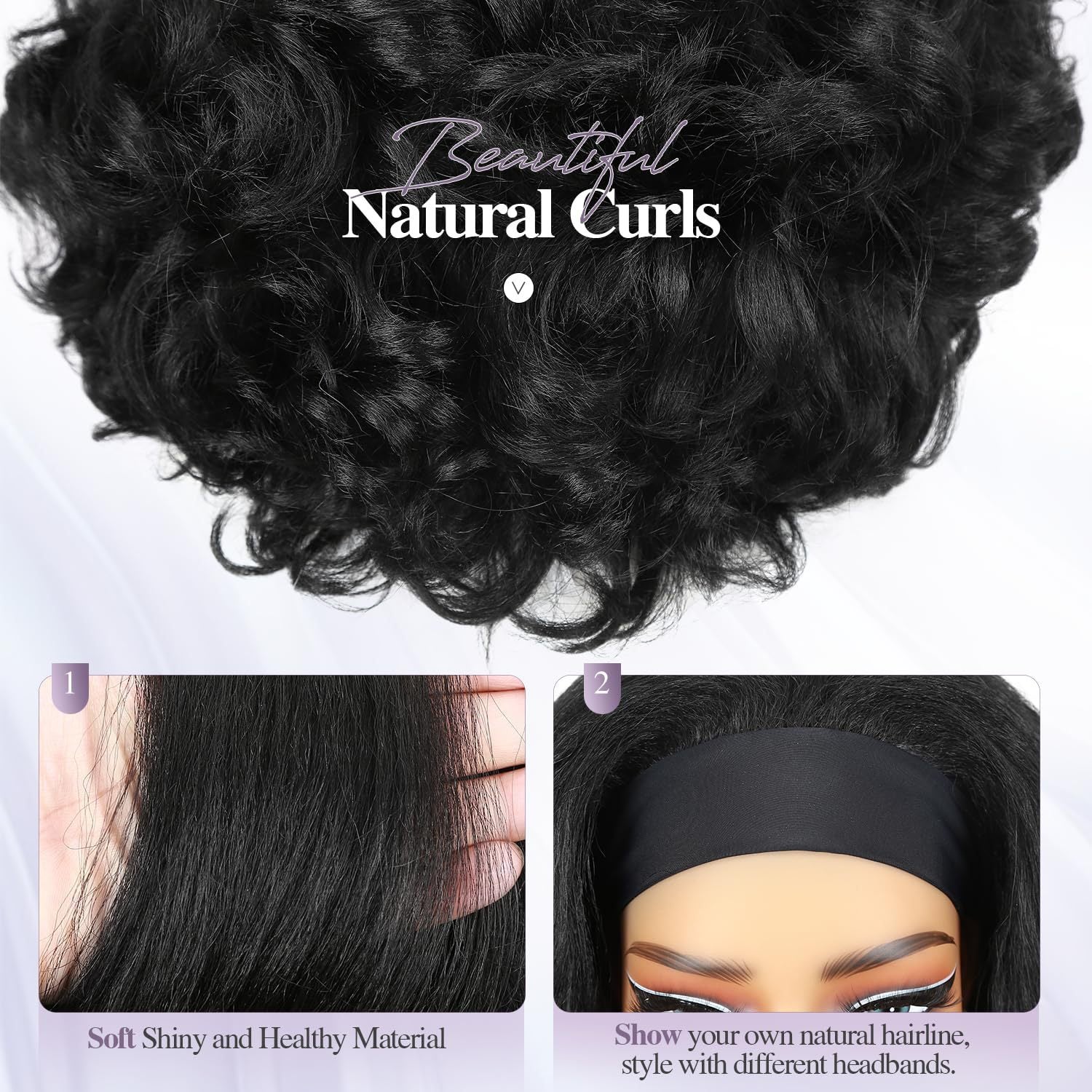 Wig bandeau naturel élégant de petites courbes
