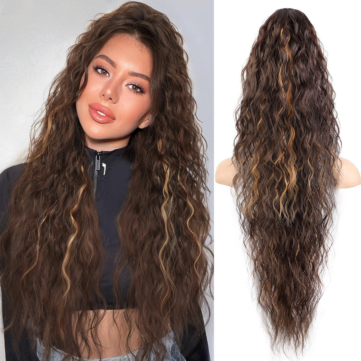 Grip Poneytail Fluffy Long Curly Cheval Tail Wig