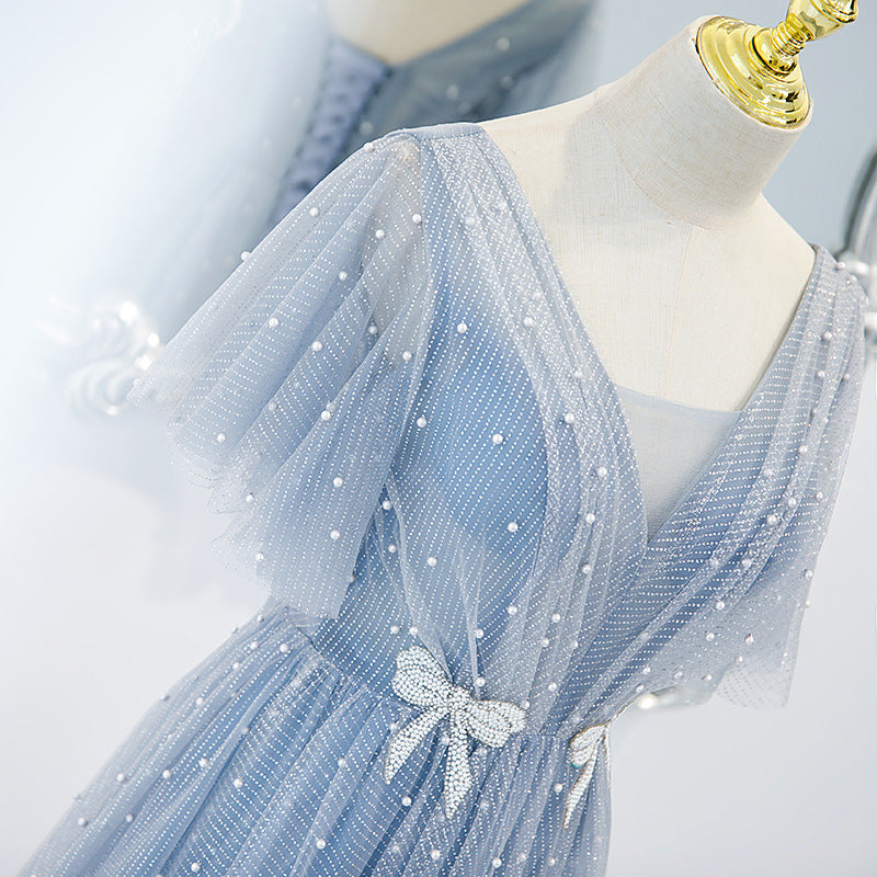 Robe du soir Femme Élégante Tempérament Hôte Col V Super Fée Fine Long Style