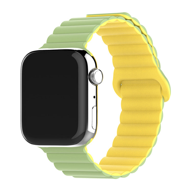 Bracelet de montre à boucle magnétique en silicone bicolore