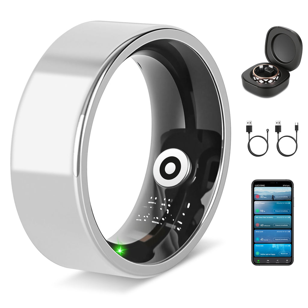 Smart Ring Health Tracker Fitness Sleep Stress HRV Tracker avec charge Cas magnétique Cha