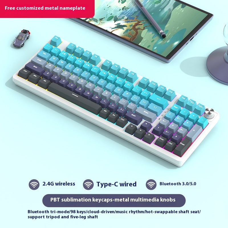 98 Clé sans fil Bluetooth Trois modèles de clavier mécanique Gaming Electronic Sports Office