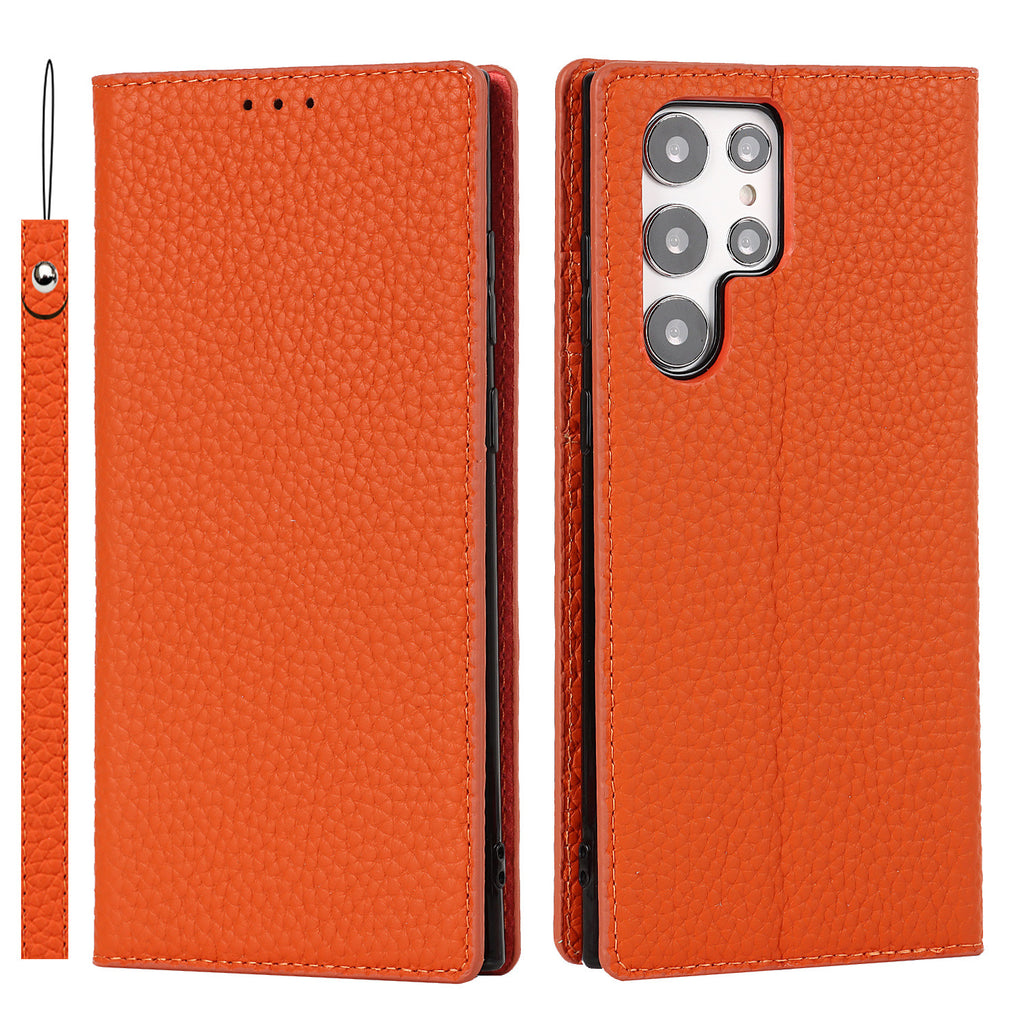 Étui de téléphone en cuir Litchi Galaxy S24 Ultra Case