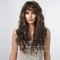Perruque femelle Bangs Roller Fluffy cheveux mi-longs Perruque naturelle pleine tête