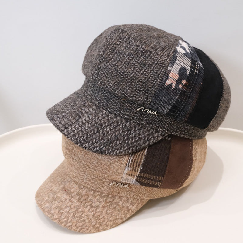 Motif rétro style britannique Beret octagonal pour femmes