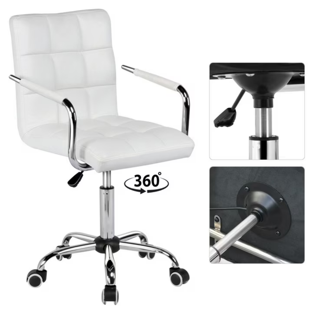 Chaise de bureau rotative avec roulettes et PU cuir