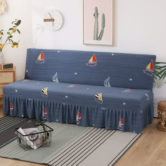 Slipcover stretch pour un lit sans bras encaissant simple simple housse de canapé pliable avec jupe
