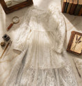 Robe de fée en dentelle blanche vintage pour les filles extra longue jupe 2-4Y