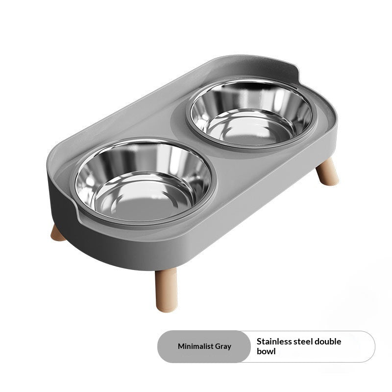 Dual-bowl Spill-proof Water-and-food-in-one Cat Bowl