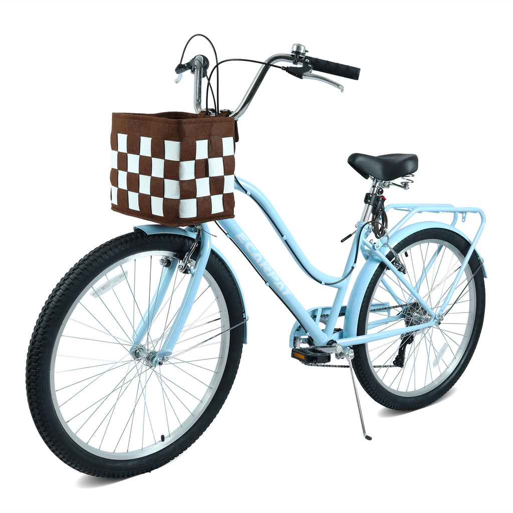 26 pouces vélo de navette de ville à 7 vitesses avec serrure et panier amovible Cadre en acier haute sensibilité