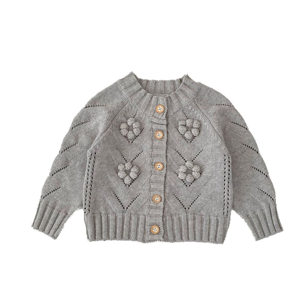 Bébé fille Hollow dehors main crochet boule tricotée Sweater manteau tout-appariement