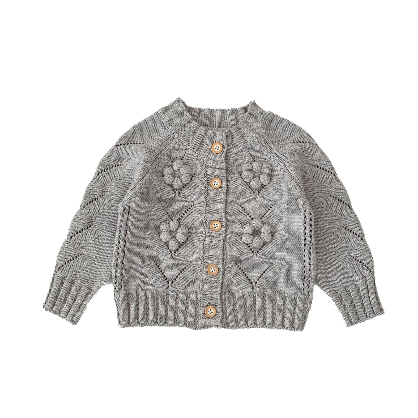Bébé fille Hollow dehors main crochet boule tricotée Sweater manteau tout-appariement