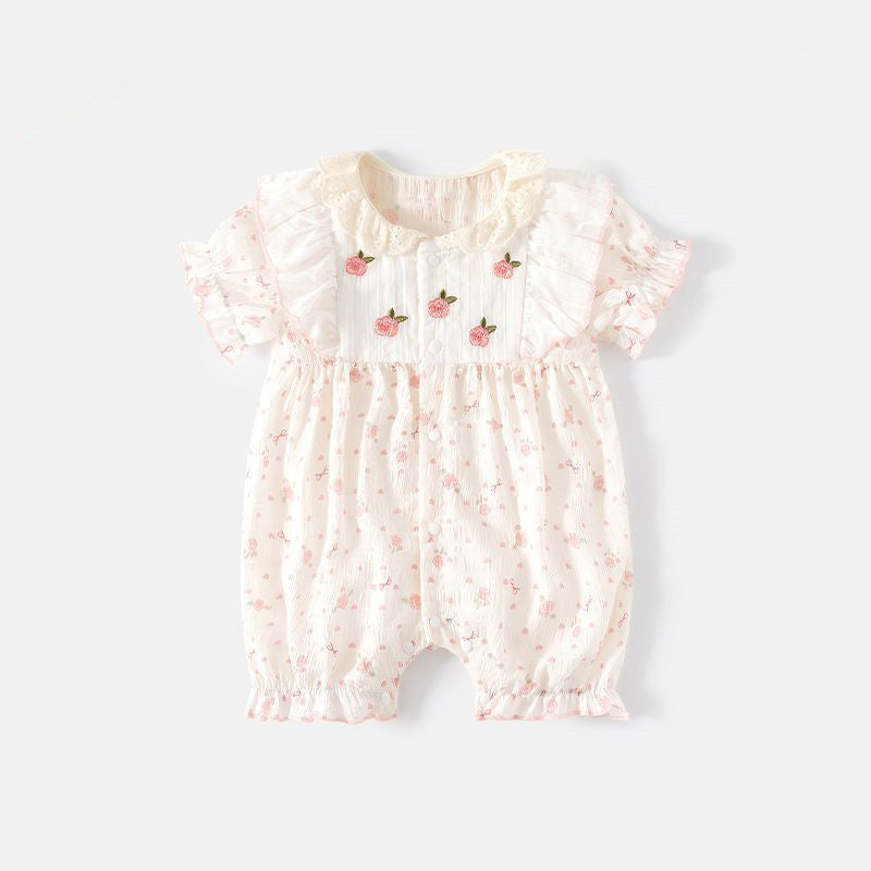 Été Thin Super mignon doux manches courtes Romper Crawling Suit