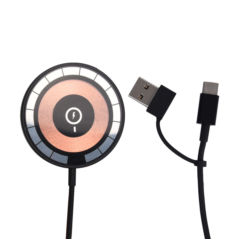 Chargeur magnétique transparent sans fil bi-en-un 15W