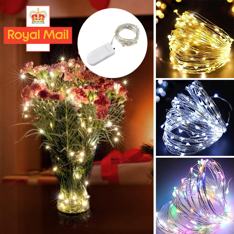 6 Pack 20 LEDs Batterie actionné Mini LED fil de cuivre chaîne Fée lumières Part 2m---1PCS Wa