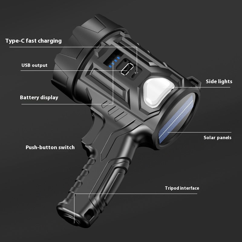 Lampe de poche USB rechargeable à longue portée d'urgence extérieure