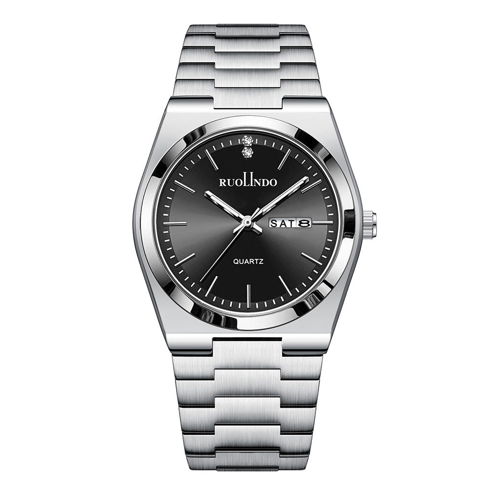 Double calendrier Avancé en acier inoxydable Lumineux hommes montre