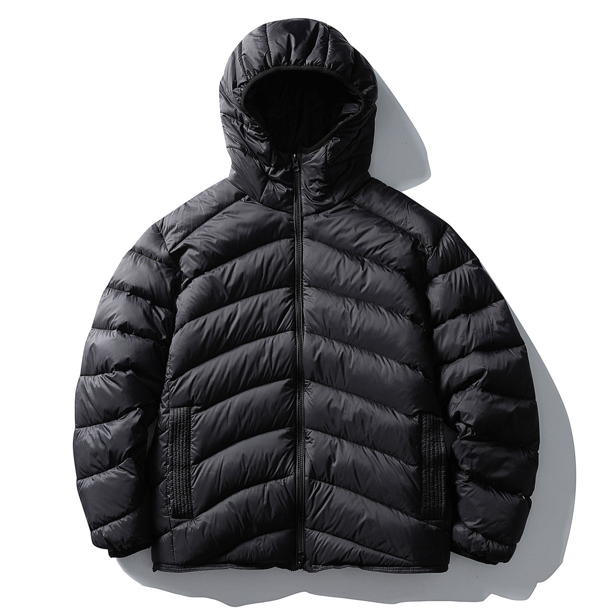 Blanc Duck Duvet à capuche côtelé duvet veste chaude et polyvalente